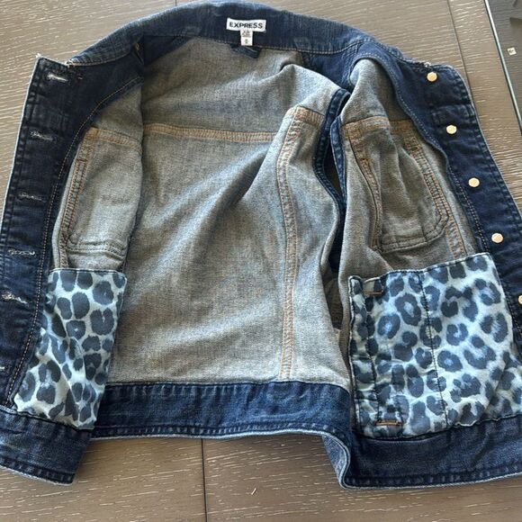 Express Denim Medium Wash Vest with Copper Buttons Cotton Blend Women’s Size M - Picture 4 of 12